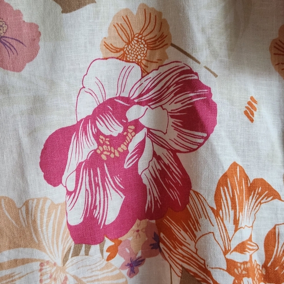 WAYF‎ NWT Pink Tropical Floral Button Shirt Linen Blend Women's M - Picture 12 of 12